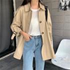 Button Trench Jacket Light Brown - One Size