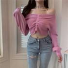 Cold Shoulder Knit Top Pink - One Size