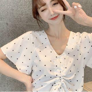 Dot Short-sleeve Cropped Top