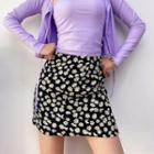 Daisy-print High-waist Mini Skirt