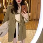 Plain Loose-fit Blazer Khaki - One Size