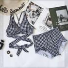 Houndstooth Tie-front Bikini / Cover-up / Set