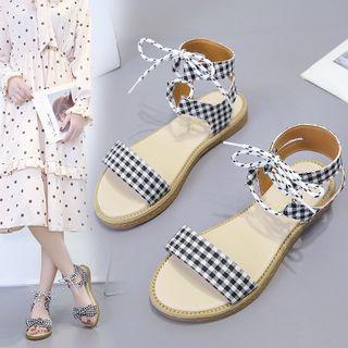 Plaid Flat Sandals