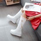 Flower Detail Platform Knee-high Boots