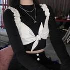 Long-sleeve T-shirt / Bow Camisole Top