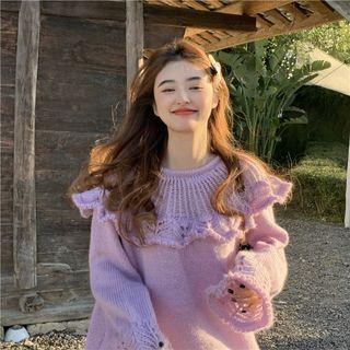 Ruffled Sweater Violet - One Size