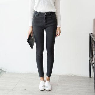 Fleece-lined Cropped Skinny Jeans
