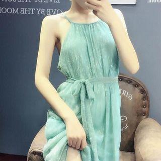 Strappy Midi Sheer Panel Dress