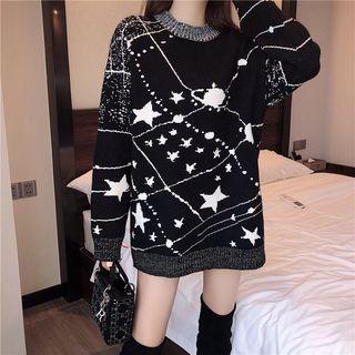Long-sleeve Knit Sweater Black - One Size