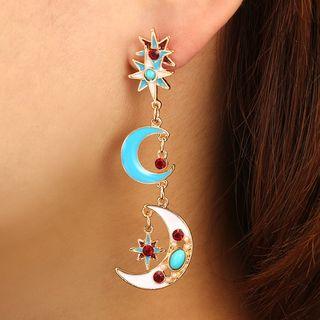Alloy Moon & Star Dangle Earring Multicolour - One Size