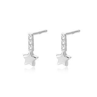 Sterling Silver Simple Fashion Star Stud Earrings With Cubic Zirconia Silver - One Size