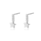 Sterling Silver Simple Fashion Star Stud Earrings With Cubic Zirconia Silver - One Size