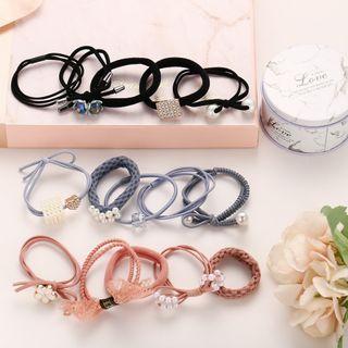 Bow Faux Pearl Hair Tie Set