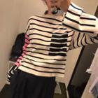 Color Panel Striped Sweater