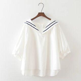 Sailor Collar Puff-sleeve Blouse