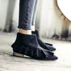 Ruffle Trim Ankle Boots