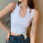 Plain Halter-neck Cropped Camisole Top