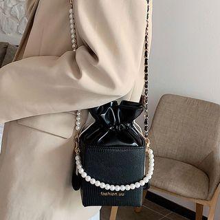 Faux Leather Box Bucket Bag