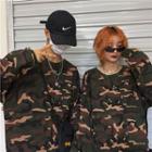Couple Matching Camouflage Oversize Long-sleeve T-shirt