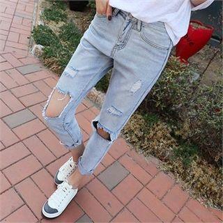 Cutout-tim Washed Jeans