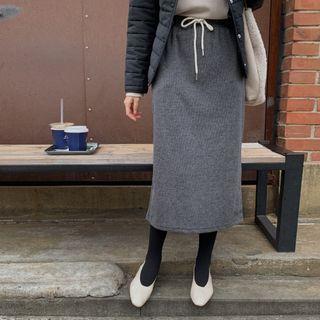 Drawcord Knit Long Skirt