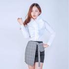 Belted Plaid Wrap Miniskirt