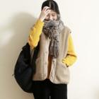 Plaid Fringe Scarf Gray - One Size