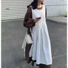 Plain Long-sleeve Dress / Sleeveless Dress