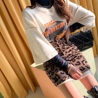 Leopard Corduroy Miniskirt