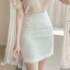 Lace-trim Mini Pencil Skirt