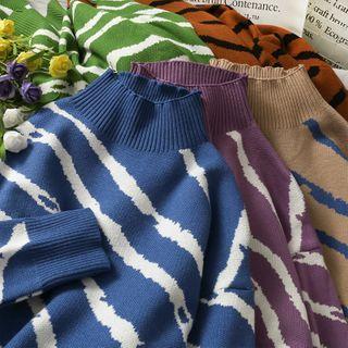 Striped Mock-neck Sweater In 5 Colors