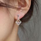 Non-matching Alloy Square Dangle Earring 1 Pair - With Ear Nuts - Silver - One Size