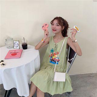 Print Lace-up Tank Dress