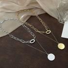 Disc Pendant Layered Stainless Steel Necklace