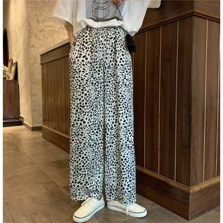 Elbow-sleeve Printed T-shirt / Leopard Print Pants