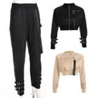 Buckled Cuff Jogger Pants / Cropped Zip Jacket