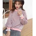 Lace Cuff Striped Pullover