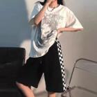 Print T-shirt / Checkerboard Panel Sweatshorts