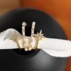 Rhinestone Star Earrings 1 Pair - Classic Earrings - S925 Silver - One Size