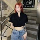 Short-sleeve Tie-strap Cropped Blazer