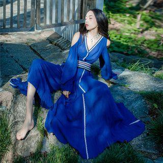 Long-sleeve Cutout Wide-leg Playsuit