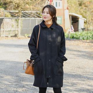 Zip-up Wool Blend Mac Coat