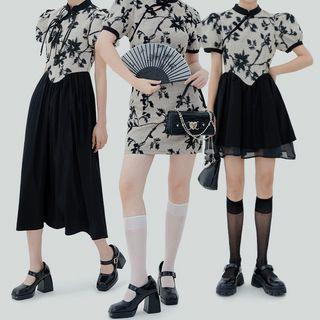 Short-sleeve Floral Qipao / A-line Dress (various Designs)