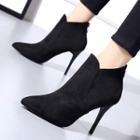 Faux Suede Pointed High-heel Ankle Boots