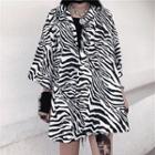 3/4-sleeve Zebra Print Shirt