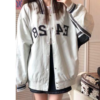 Oversized Long-sleeve Baseball Jacket