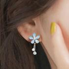 Flower Sterling Silver Earring 1 Pair - 925 Silver - Earrings - Light Blue - One Size