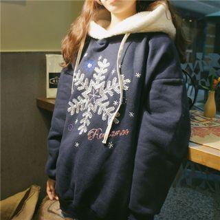 Sequined Fleece Panel Hoodie
