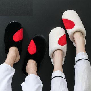 Couple Matching Heart Print Fleece Slippers / Set