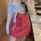 Asymmetrical High-waist Mini Skirt With Chain